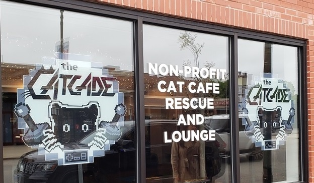The Catcade Cat Cafe Front Window